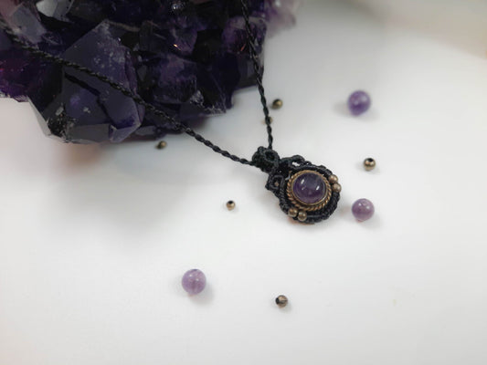 Collier oeil d'Orion - Améthyste - Noir