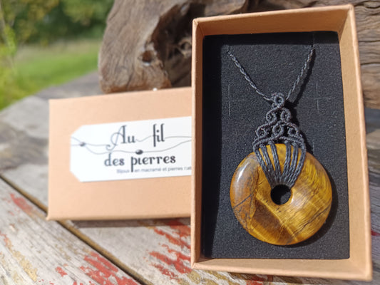 Collier donut - Oeil de tigre - Noir