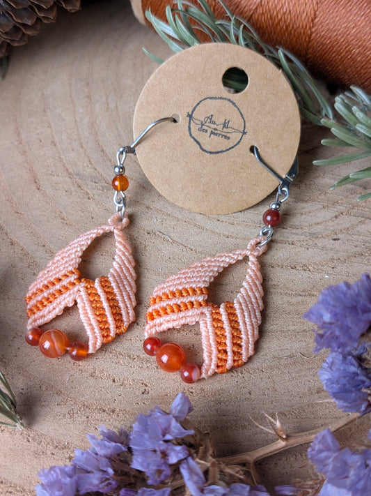 Boucles d'oreilles - Cornaline - Orange