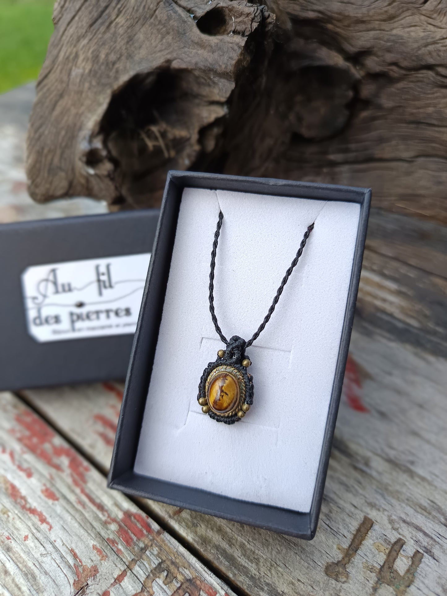 Collier oeil d'Orion - Oeil de tigre- Noir