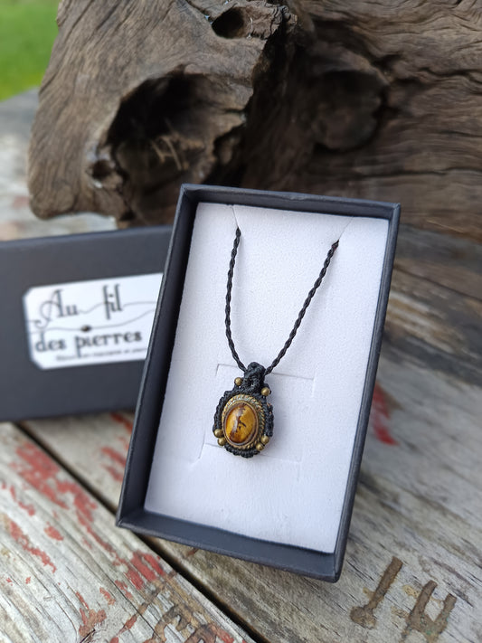 Collier oeil d'Orion - Oeil de tigre- Noir