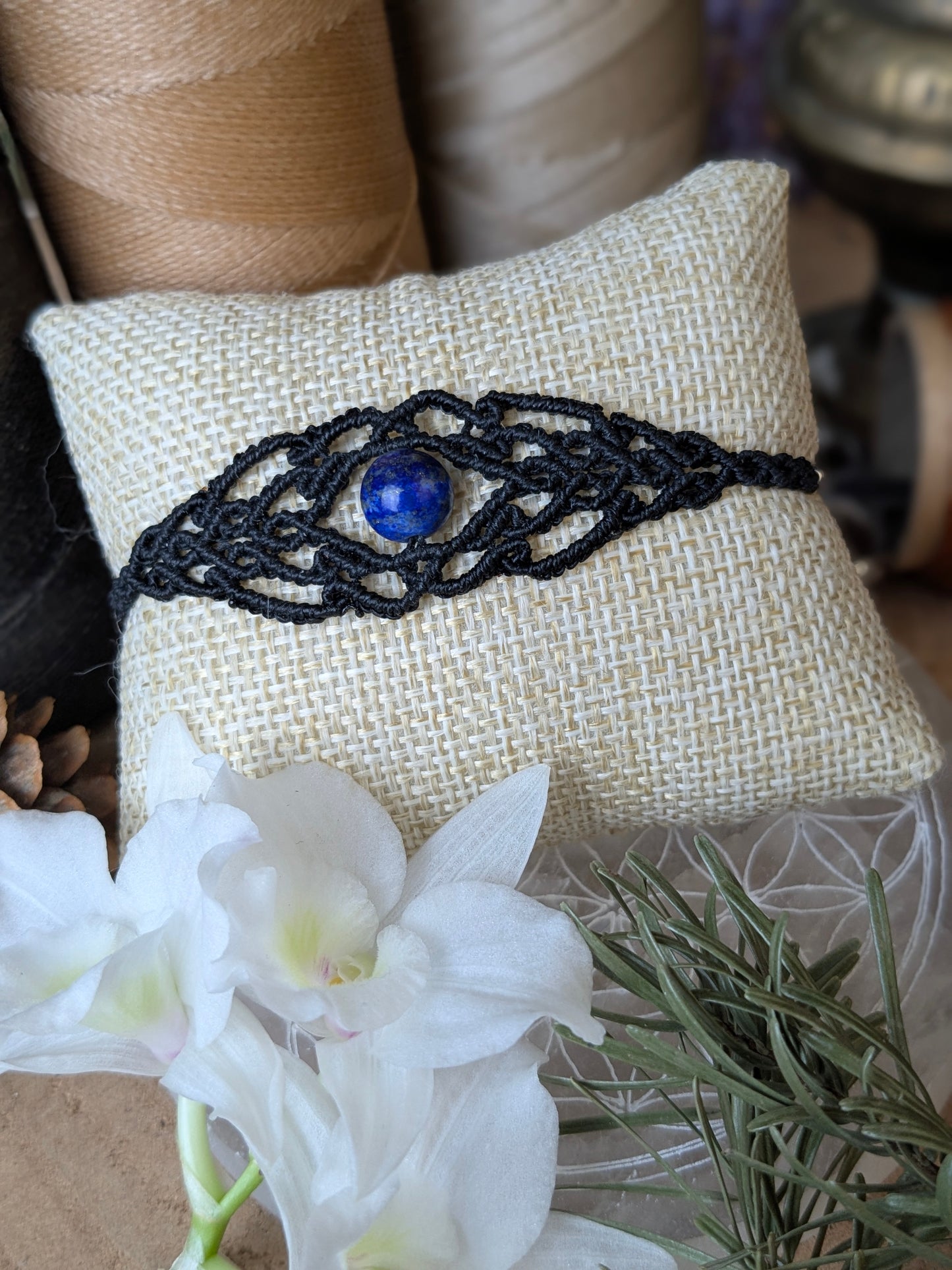 Bracelet " Genysa" - Lapis lazuli - Noir