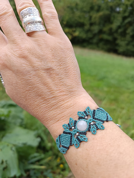 Bracelet printanier - quartz rose - Bleu