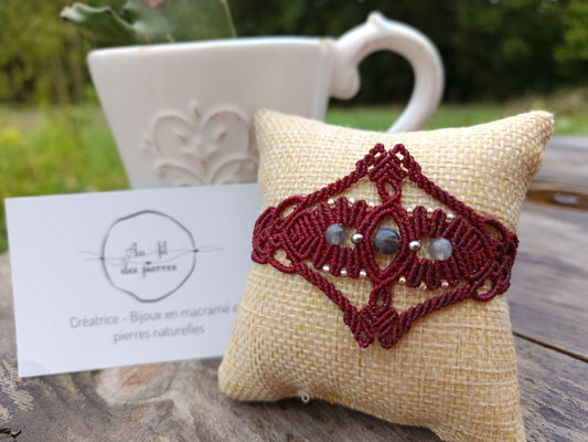 Bracelet "Orion" - Labradorite - rouge bordeaux