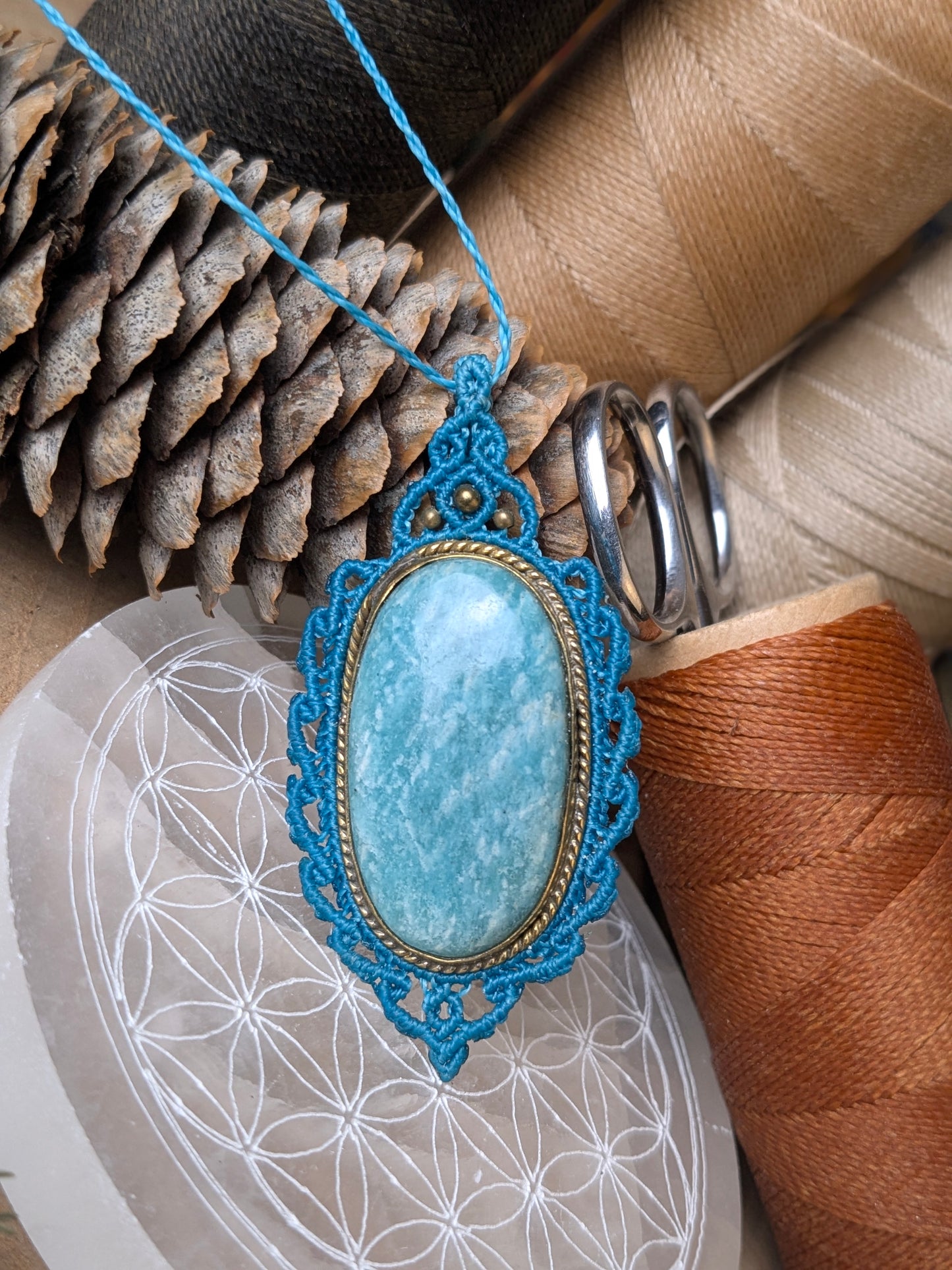 Collier " Camée" - Amazonite - Bleu