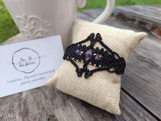 Bracelet "Orion" - Améthyste - Noir