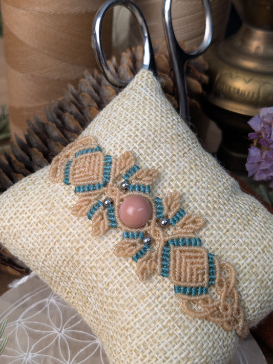 Bracelet printanier - Rhodonite - crème