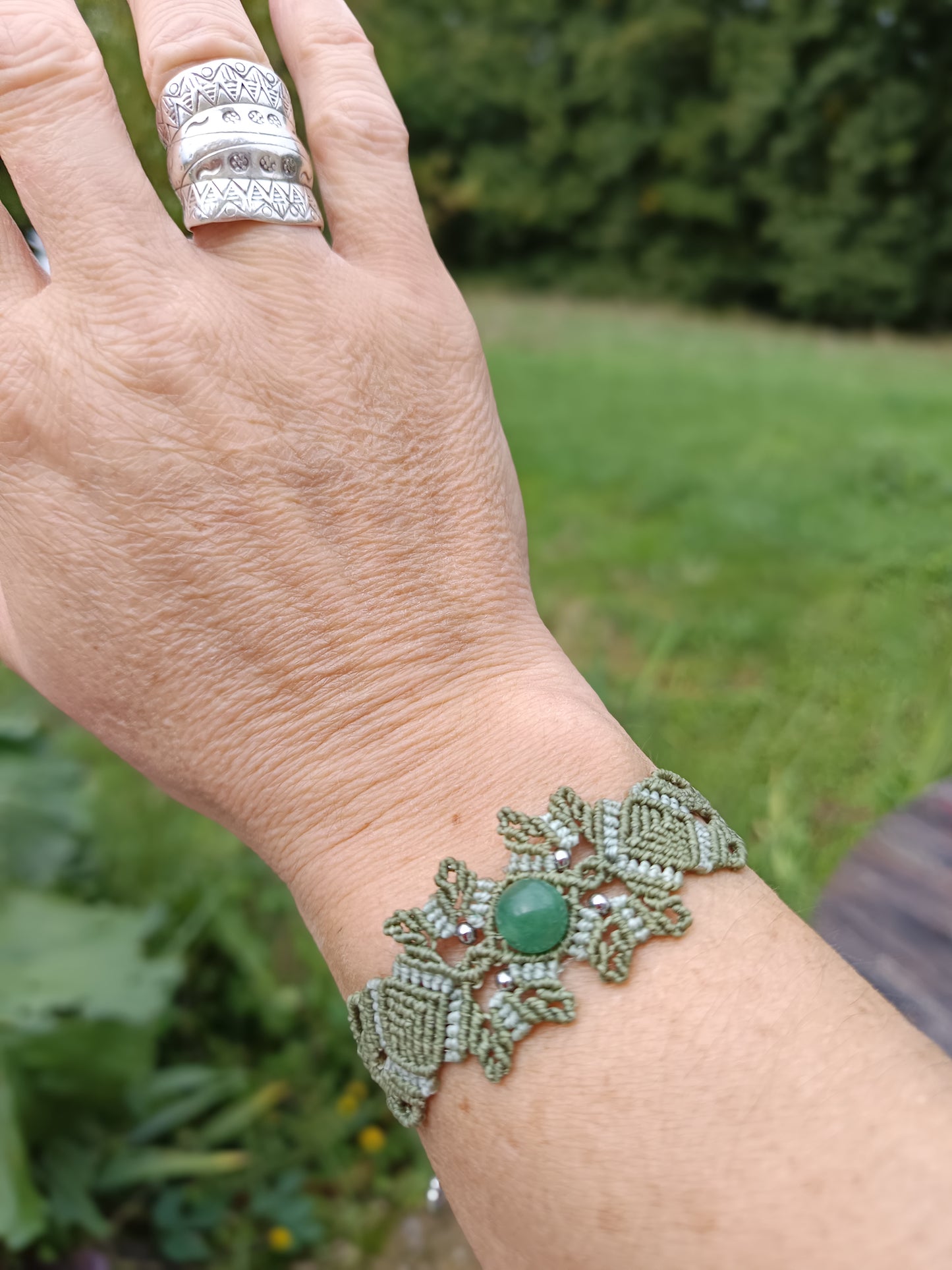 Bracelet printanier - Aventurine - kaki