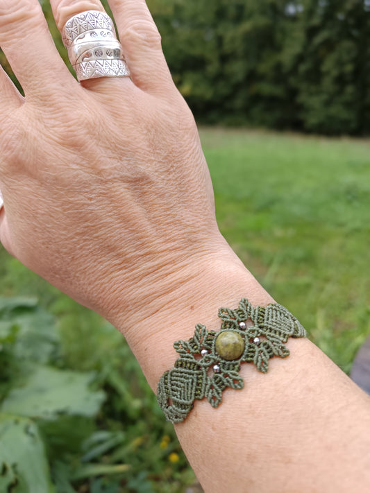 Bracelet printanier - Unakite - kaki