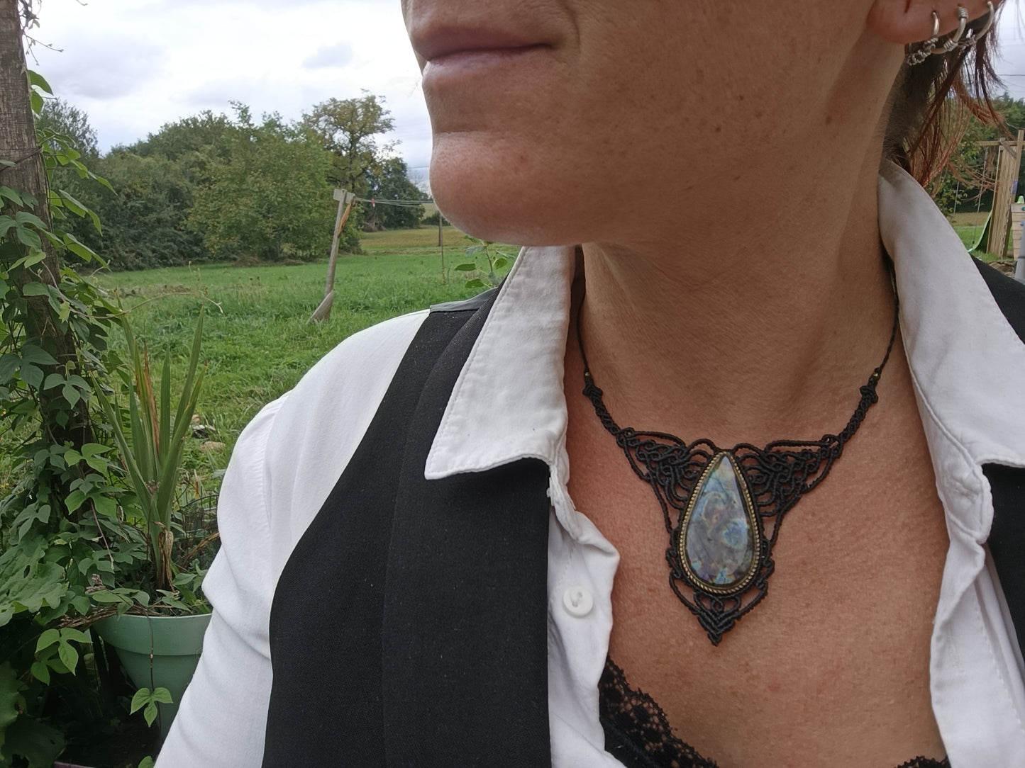 Plastron - Labradorite - Noir