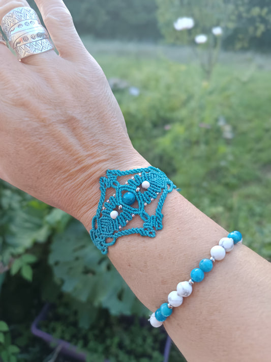 Bracelet "Orion" - Apatite/ Howlite - bleu
