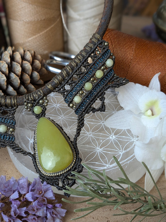 Torque cuir - Opale verte