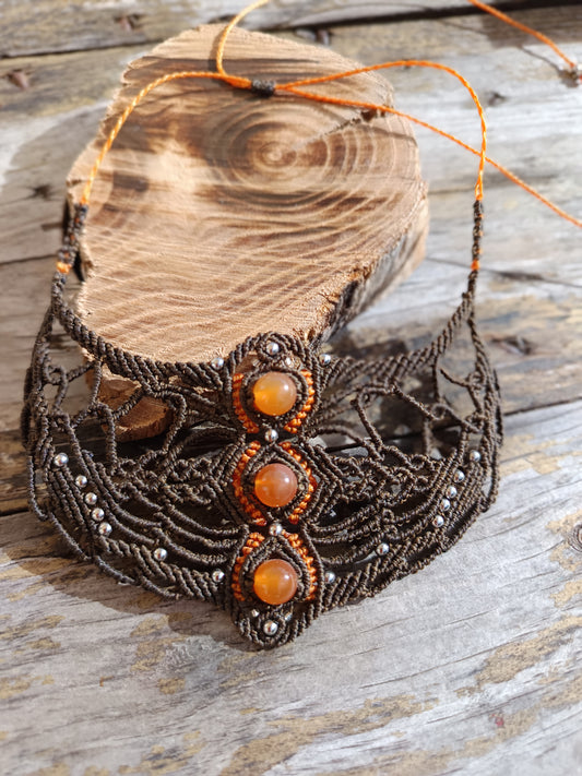 Collier incomparable "Manta" - Cornaline - Marron