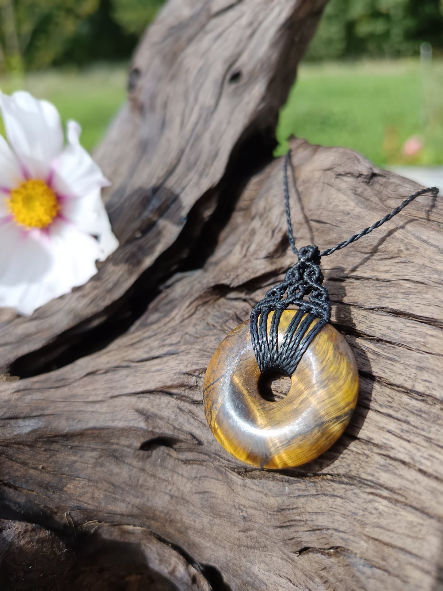 Collier donut - Oeil de tigre - Noir