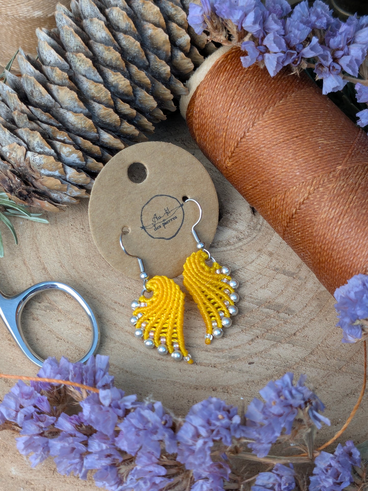 Boucles d'oreilles ailes d'ange - Jaune