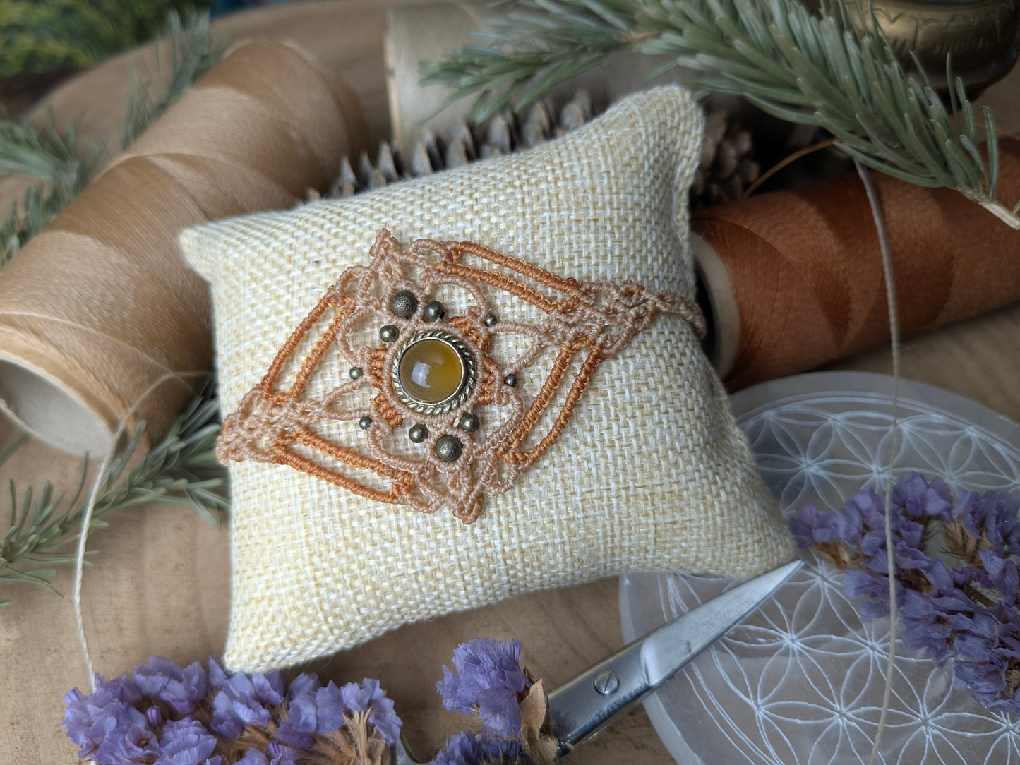 Bracelet manchette - Citrine - Crème/ocre