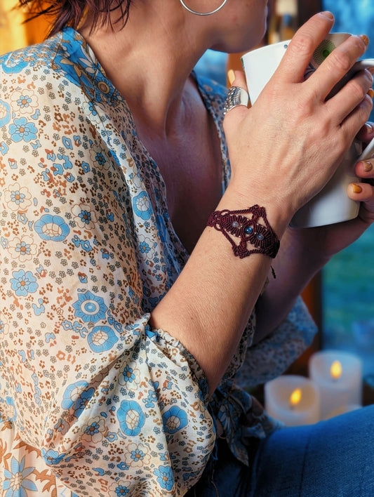 Bracelet "Orion" - Labradorite - rouge bordeaux