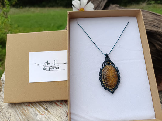 Oeil de tigre Gravé - Vert sapin