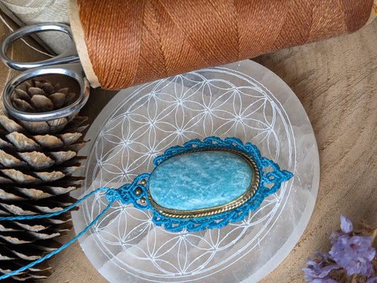 Collier " Camée" - Amazonite - Bleu