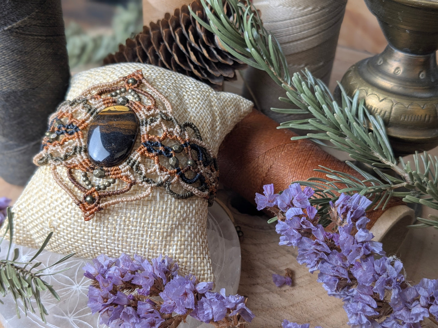 Bracelet manchette - Oeil de tigre - Tricolore