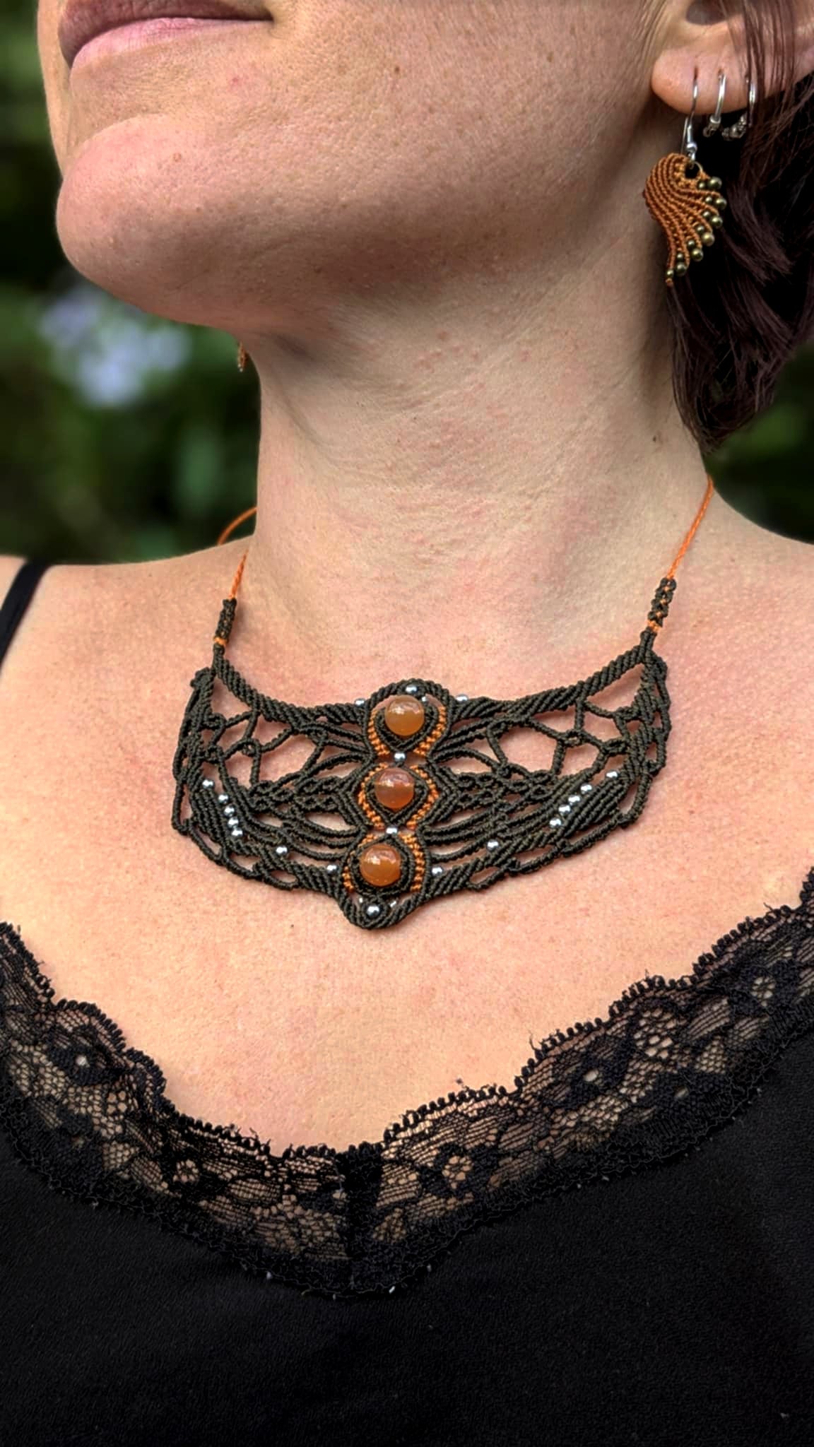 Collier "Manta" - Cornaline - Marron