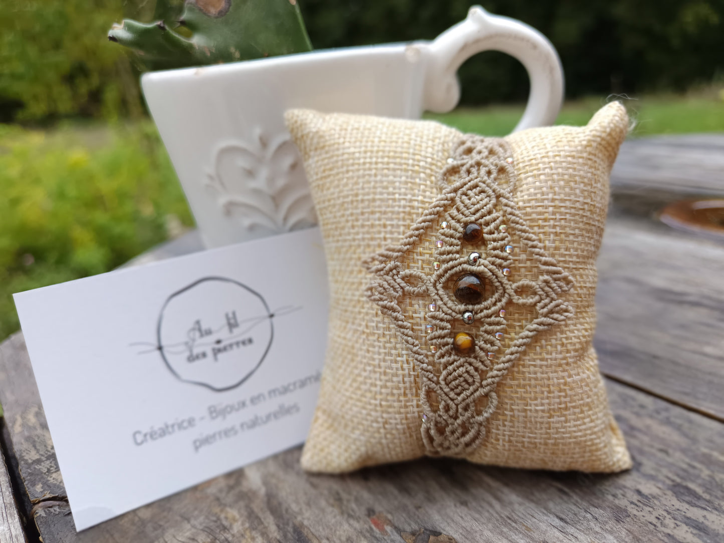 Bracelet "Orion" - Oeil de tigre - Crème