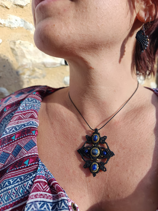 Oxalis - Onyx et lapis lazuli- Noir