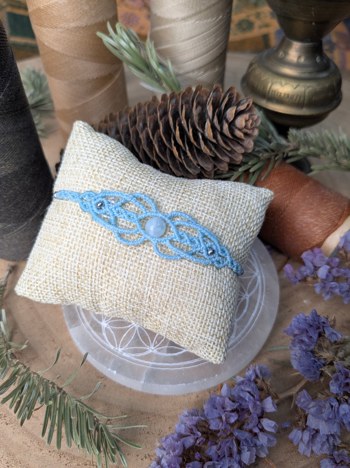 Bracelet " Néphile " - Aigue marine - Bleu