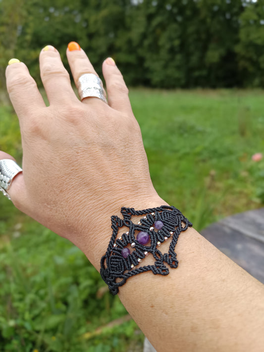 Bracelet "Orion" - Améthyste - Noir