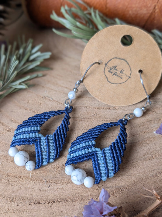 Boucles d'oreilles - Howlite - Bleu