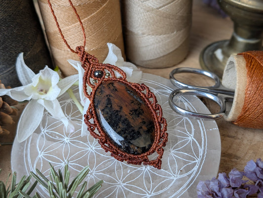 Collier " Camée" - Obsidienne Acajou - Marron