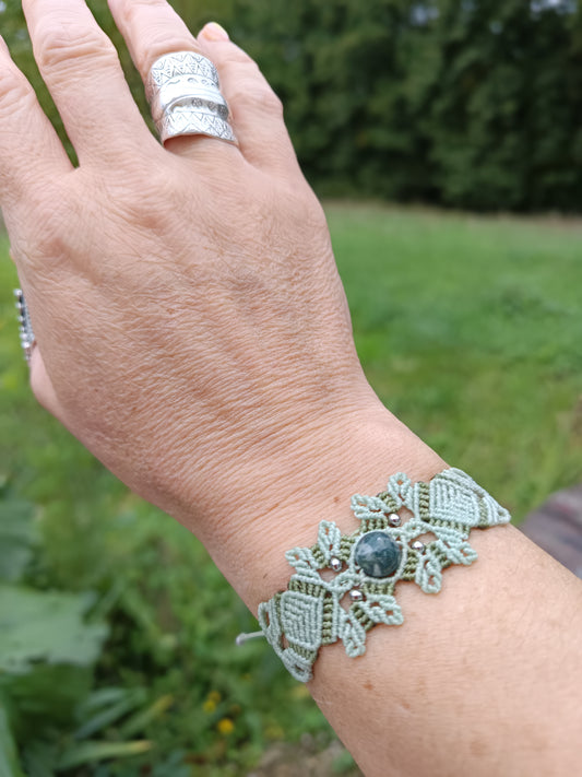 Bracelet printanier - Agate arbre- lichen