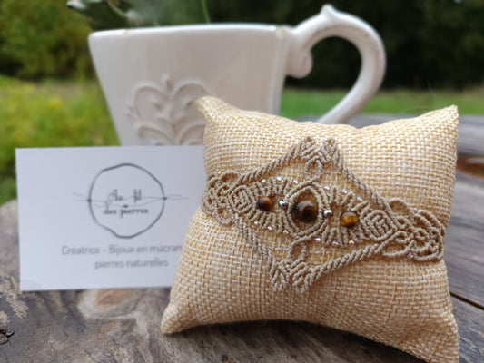 Bracelet "Orion" - Oeil de tigre - Crème