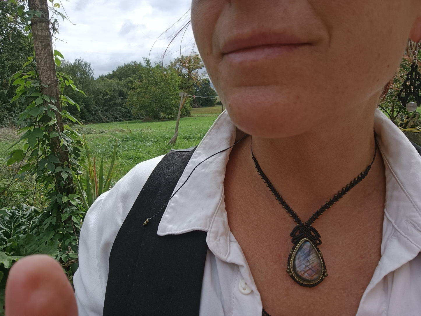 Collier opéra - Labradorite - Noir