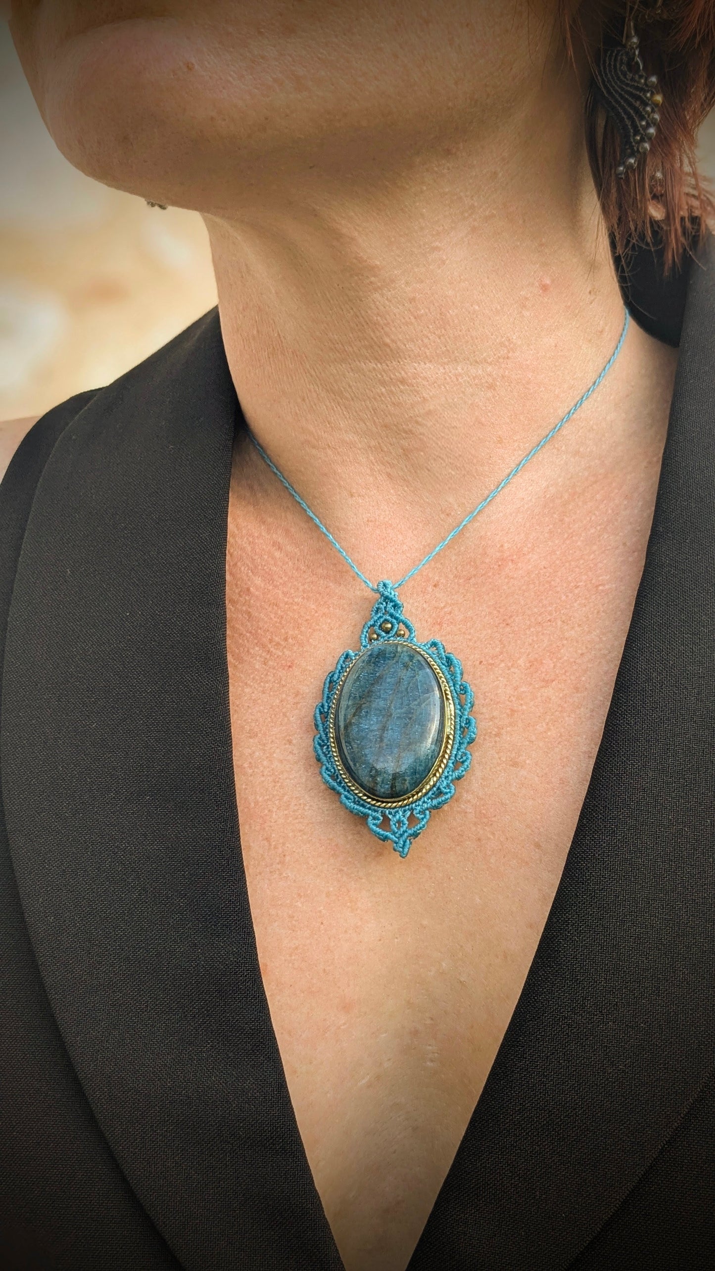 Collier " Camée" - Apatite - Bleu