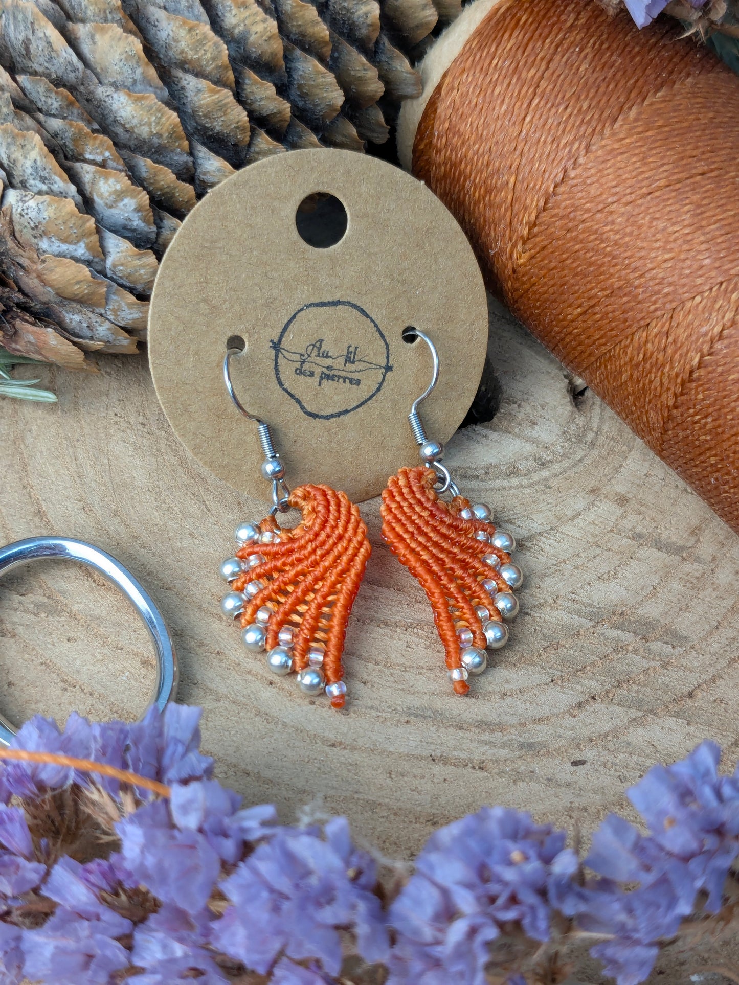 Boucles d'oreilles ailes d'ange - Orange