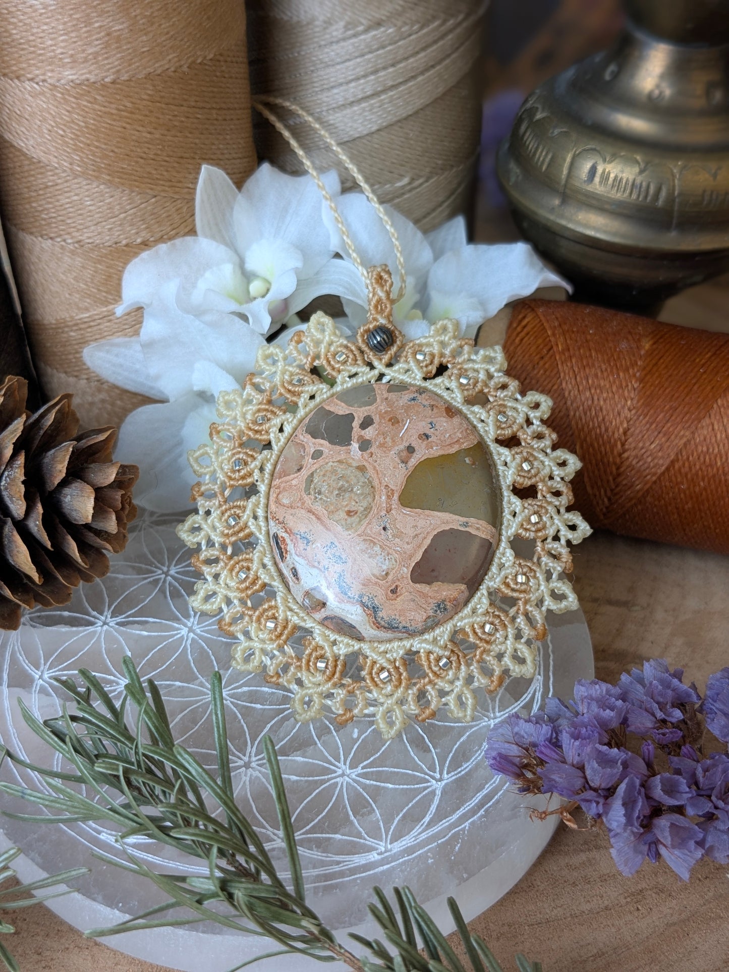 Collier - Jaspe paysage - crème