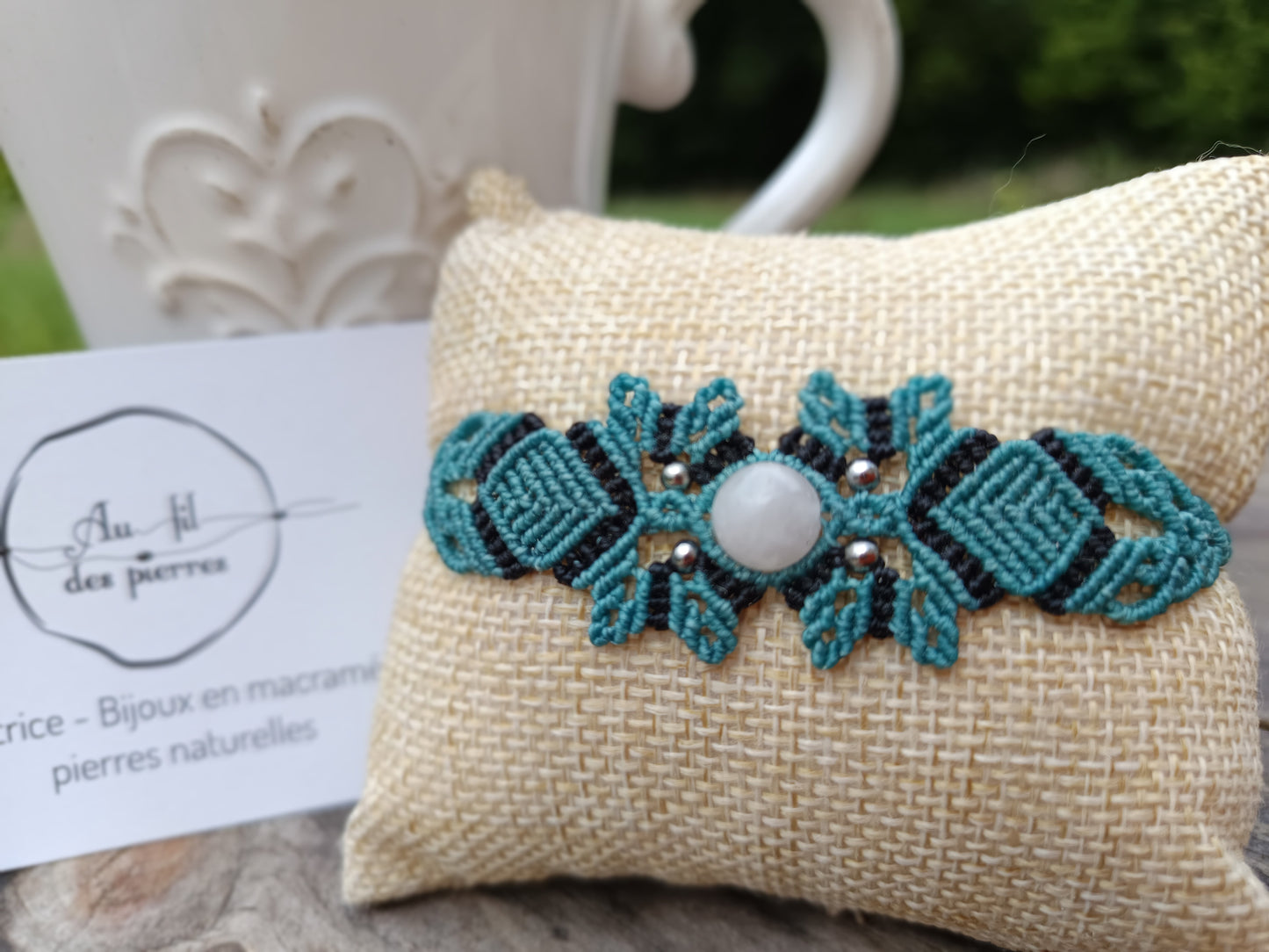 Bracelet printanier - quartz rose - Bleu