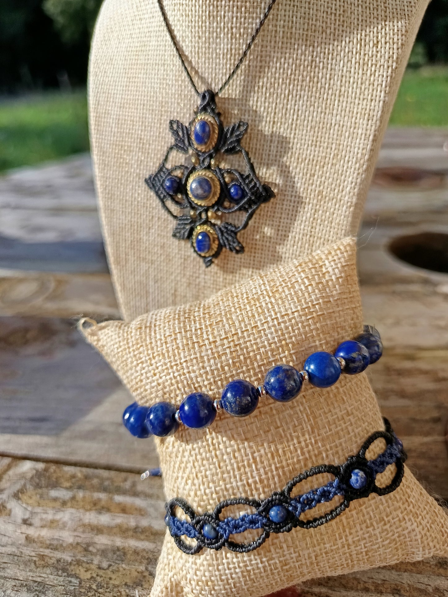 Oxalis - Onyx et lapis lazuli- Noir