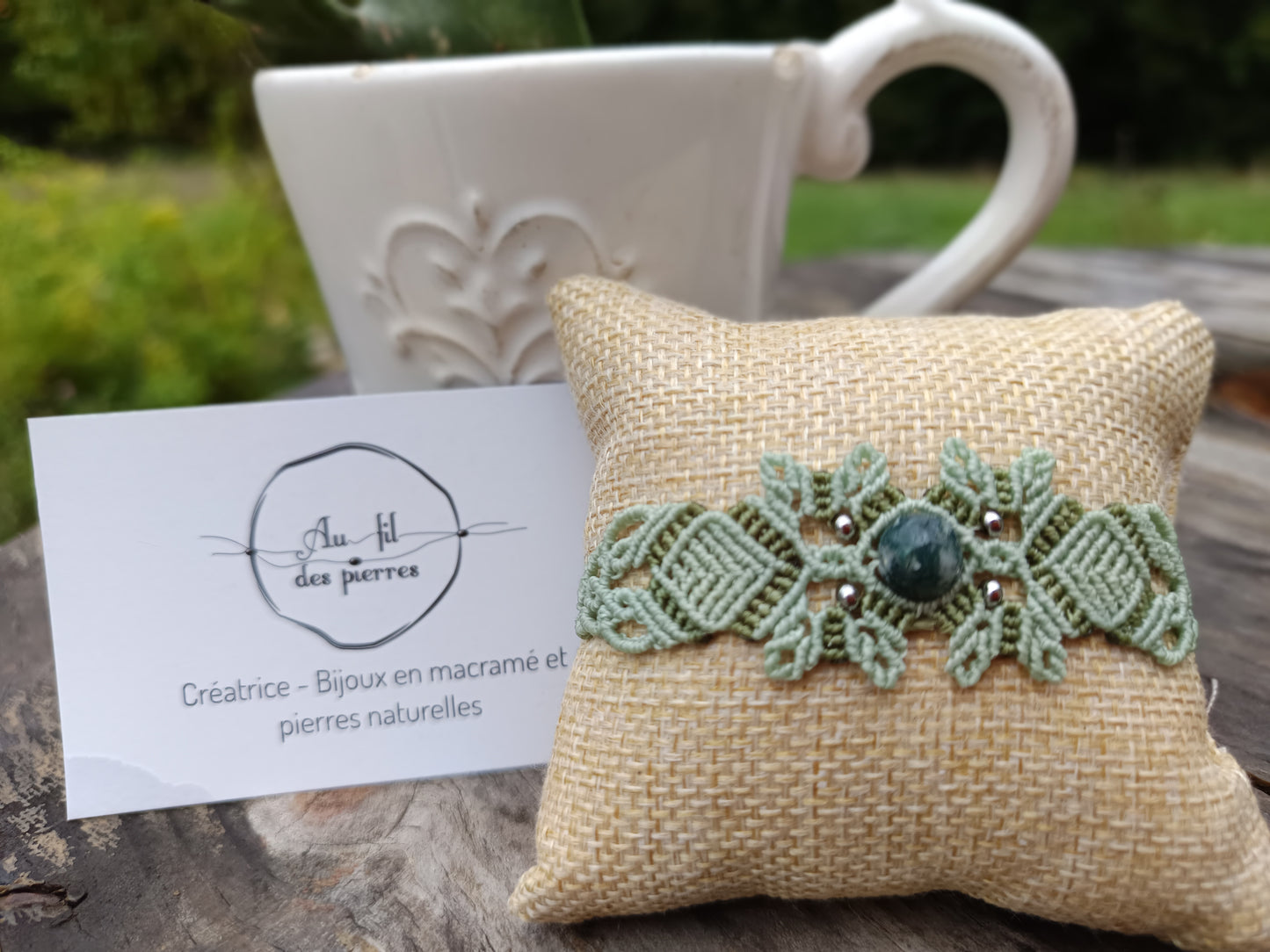 Bracelet printanier - Agate arbre- lichen