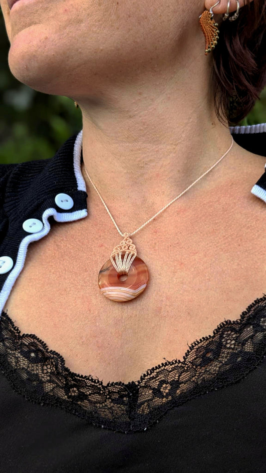 Collier donut - Cornaline - Crème