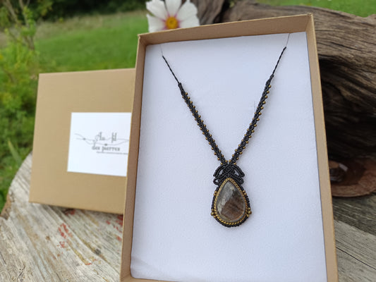 Collier opéra - Labradorite - Noir