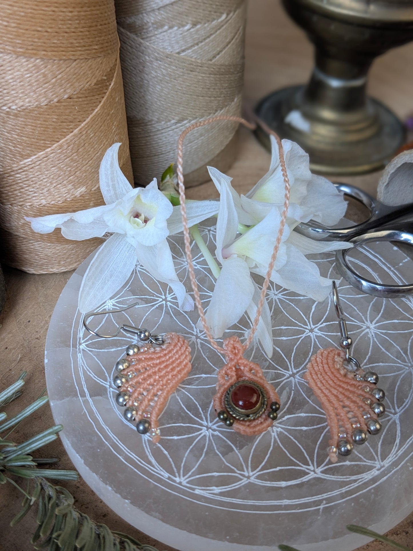 Orion's Eye Necklace - Carnelian - Salmon