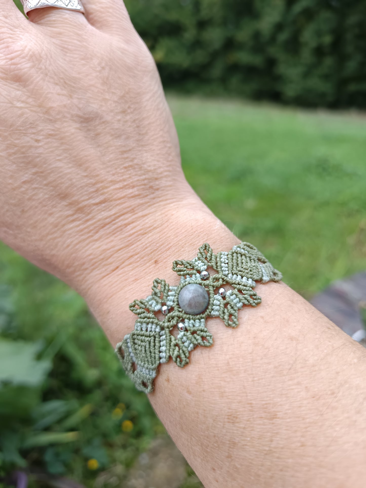 Bracelet printanier - Labradorite - kaki