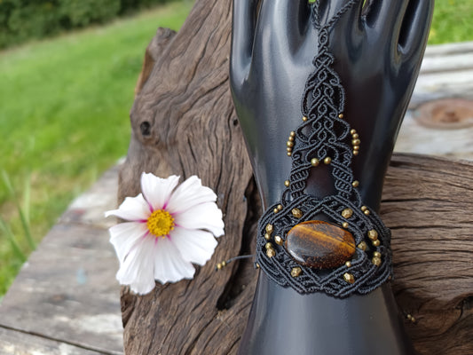 Bijou de main - Oeil de tigre - Noir