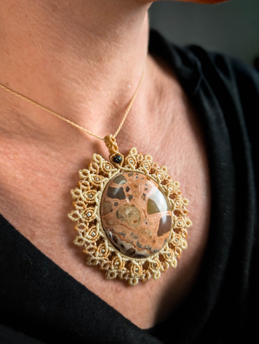 Collier - Jaspe paysage - crème