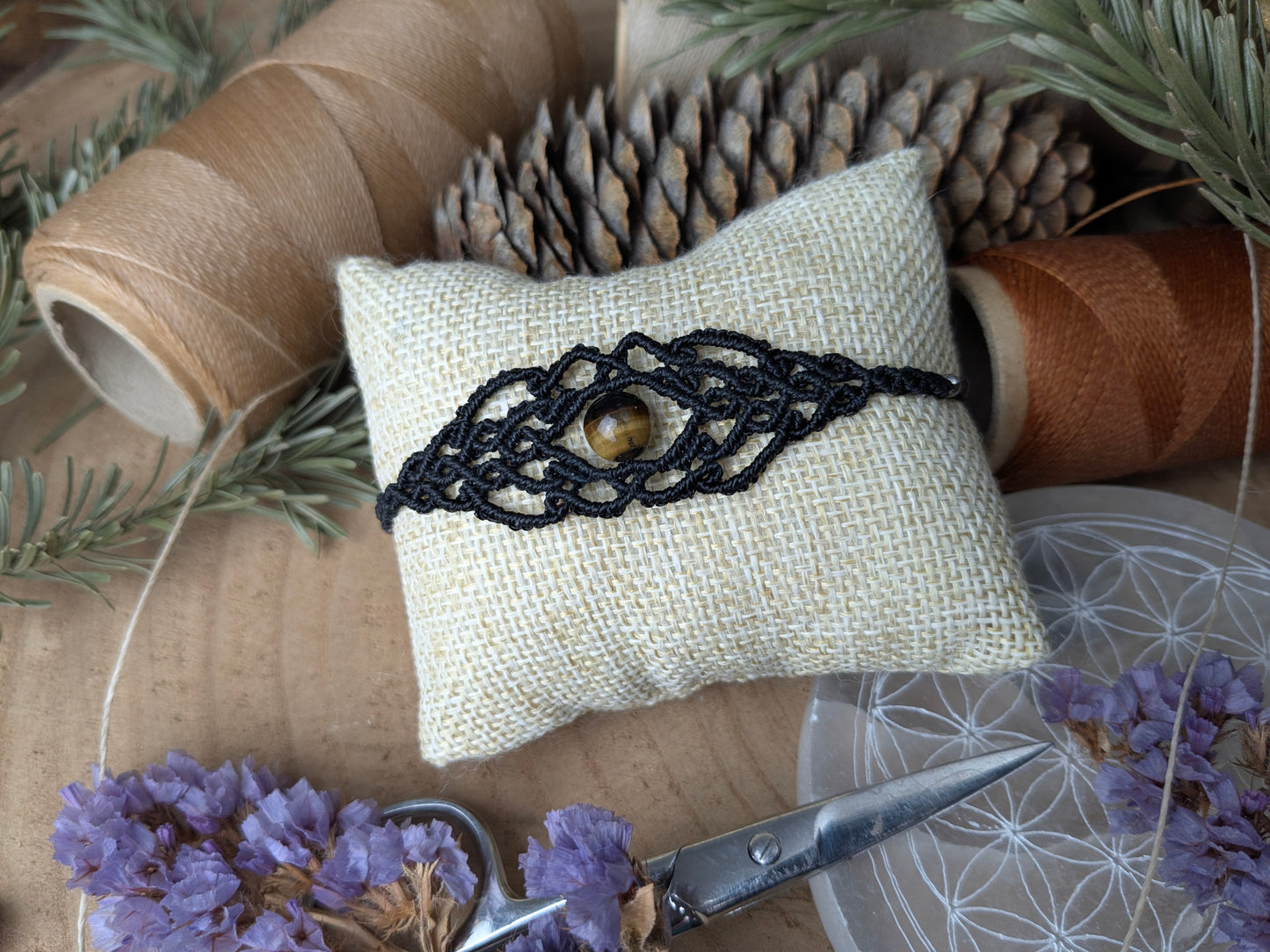 Bracelet " Genysa" - Oeil de tigre - Noir