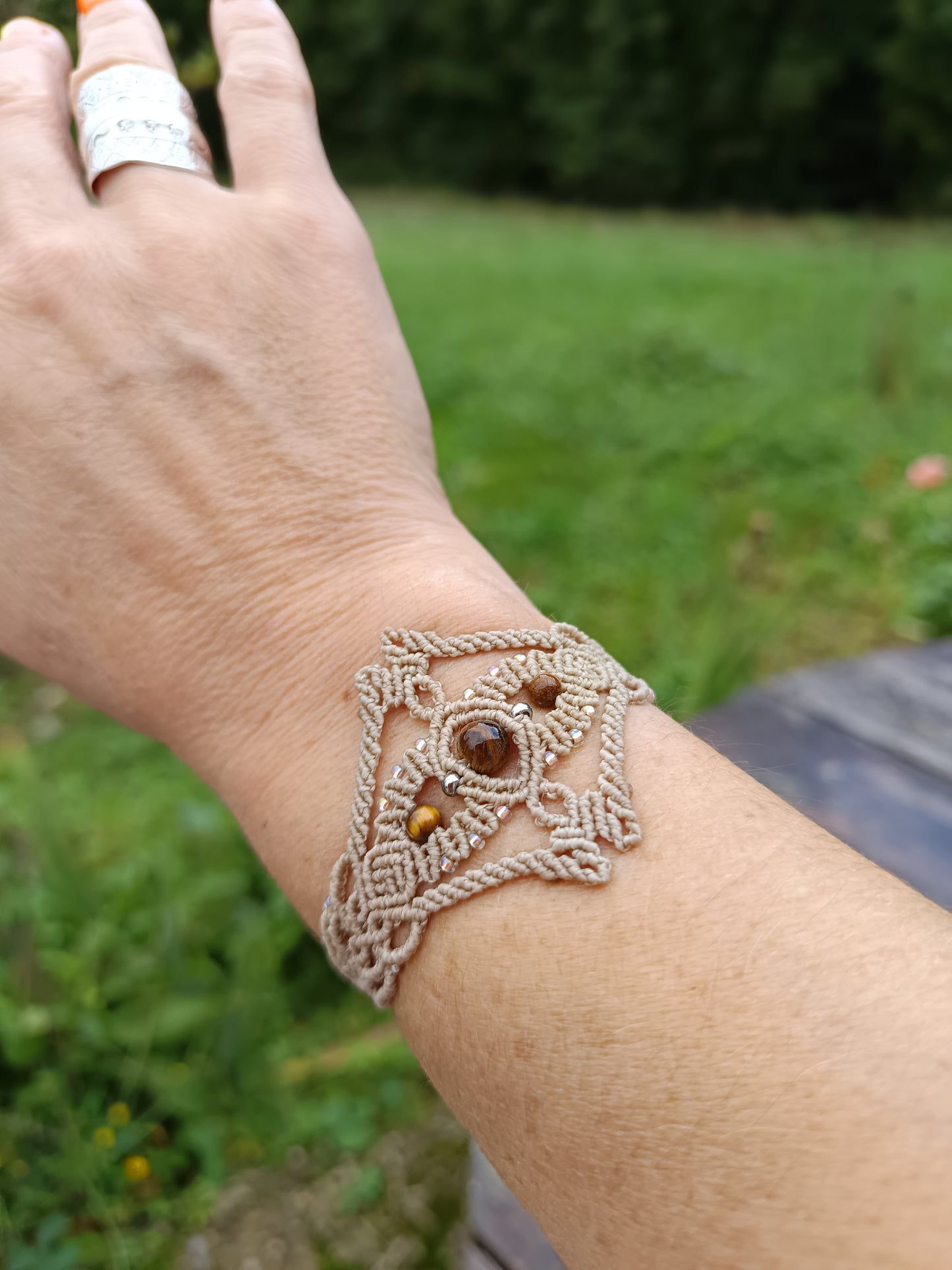 Bracelet "Orion" - Oeil de tigre - Crème