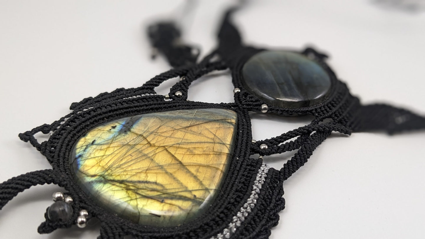 Collier incomparable - Labradorite - Noir