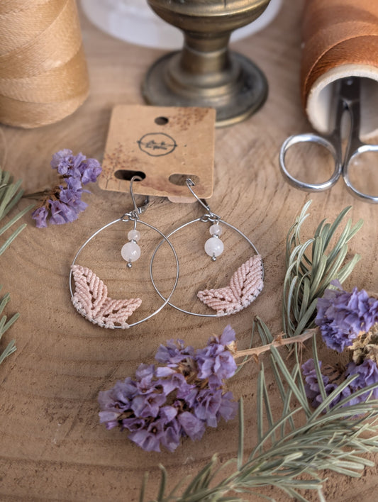 Boucles d'oreilles "Tilia"- Quartz - Rose pâle